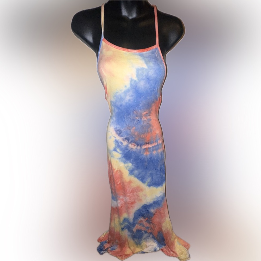 Women’s tye dye mermaid style long maxi dress brand new